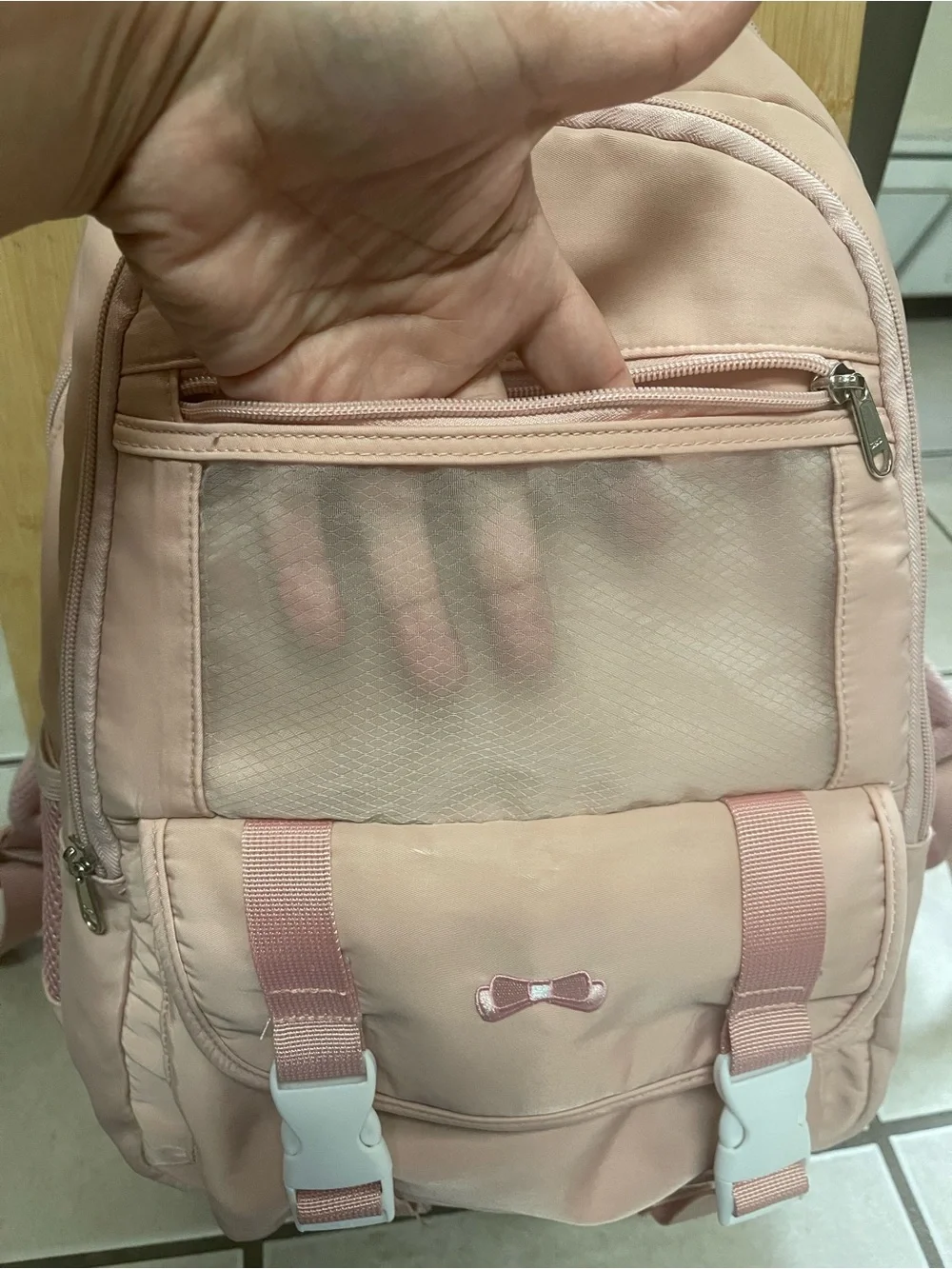 Kids Pink Bow Accent Backpack